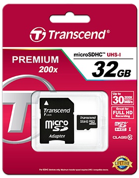 Transcend 32 GB microSDHC class 10 SD Adapter (TS32GUSDHC10)