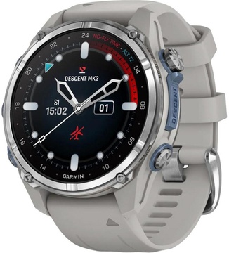 Garmin Descent Mk3 43 mm Stainless Steel with Fog Gray Silicone Band (010-02753-04/03)