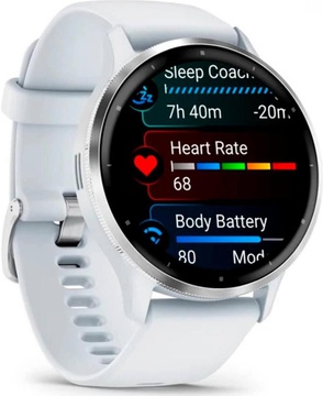 Garmin Venu 3 Silver Stainless Steel Bezel with Whitestone Case and Silicone Band (010-02784-00/50)