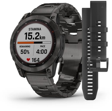 Garmin Fenix 7 Sapphire Solar C. Grey DLC Titanium w. Carbon Grey DLC V. Titanium Band (010-02540-39)