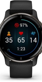 Garmin Venu 2 Plus Slate Stainless Steel Bezel with Black Case and Silicone Band (010-02496-11)