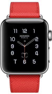 Apple Watch Hermes 38mm Series 2 Stainless Steel Case with Rose Jaipur Epsom Leather Single Tour (MNQ62)