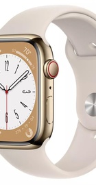 Apple Watch Series 8 GPS + Cellular 45mm Gold Stainless Steel Case with Starlight Sport Band (MNKM3)
