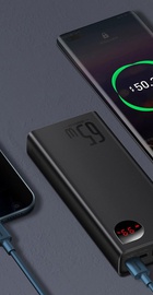 Baseus Adaman Metal Digital Display Quick Charge Power Bank 65W 20000mAh Black (PPIMDA-D01)