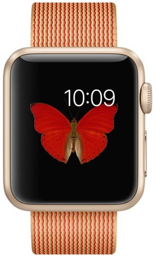 Apple Watch Sport 38mm Gold Aluminum Case with Gold/Red Woven Nylon (MMF52)