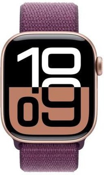 Apple Watch Series 10 GPS 42mm Rose Gold Aluminum Case With Plum Sport Loop (MWWK3)