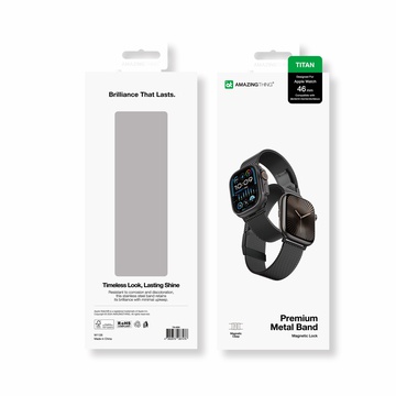 AmazingThing Premium Metal Band for Apple Watch 42/44/45/46/49 mm Black