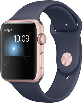 Apple Watch 42mm Series 1 Rose Gold Aluminum Case with Midnight Blue Sport Band (MNNM2)