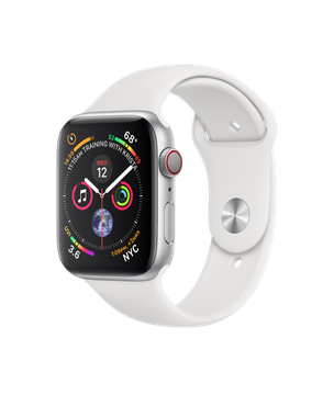 Apple Watch Series 4 GPS + Cellular 44mm Silver Aluminum Case with White Sport Band (MTUU2, MTVR2)