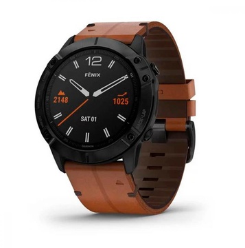 Garmin Fenix 6X Pro Sapphire Black DLC with Chestnut Leather Band (010-02157-14) (UA)