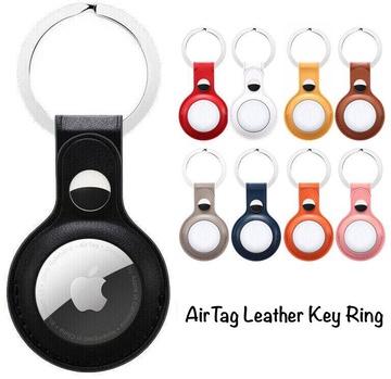 Apple AirTag Leather Key Ring Orange