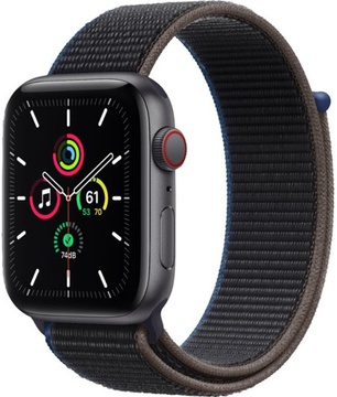 Apple Watch SE GPS + Cellular 44mm Space Gray Aluminum Case with Charcoal Sport Loop (MYEU2, MYF12)