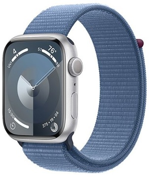 Apple Watch Series 9 GPS 45mm Silver Aluminum Case With Winter Blue Sport Loop (MR9F3)
