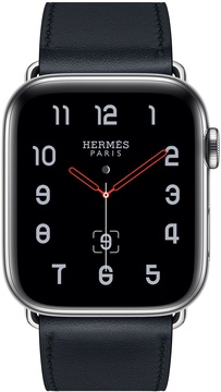 Apple Watch Hermes Series 4 GPS + Cellular 44mm Stainless Steel Case with Bleu Indigo Swift Leather Single Tour (MU6W2)