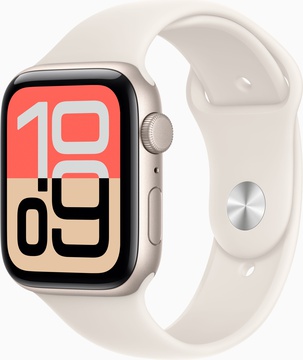 Apple Watch SE 3 GPS 44mm Starlight Alu. Case w. Starlight S. Band - M/L (MEHJ4)