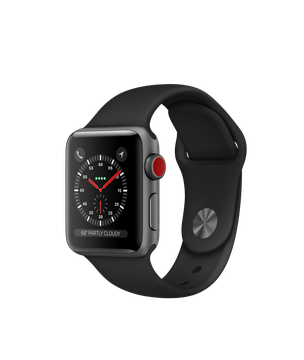 Apple Watch 38mm Series 3 GPS + Cellular Space Gray Aluminum Case with Black Sport Band (MTGH2)