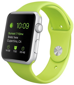 Apple Watch Sport 42mm Silver Aluminum Case with Green Sport Band (MJ3P2)