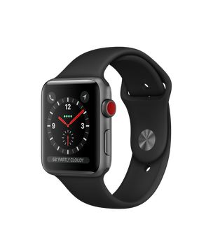 Apple Watch 42mm Series 3 GPS + Cellular Space Gray Aluminum Case with Black Sport Band (MTGT2)