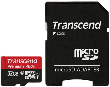 Transcend 32 GB microSDHC Premium class 10 UHS-1 SD Adapter (TS32GUSDU1)