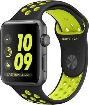 Apple Watch Nike+ 42mm Series 2 Space Gray Aluminum Case with Black/Volt Nike Sport Band (MP0A2)