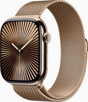 Apple Watch Series 10 GPS + Cellular 46mm Gold Titanium Case With Gold Milanese Loop - M/L (MX003)