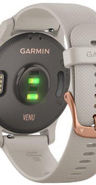 Garmin Venu Rose Gold Stainless Steel Bezel w. Light Sand and Silicone B. (010-02173-23/010-02173-21)