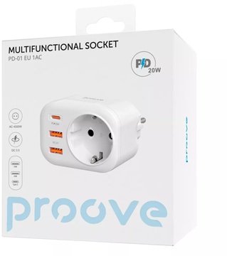 Proove Multifunctional Socket PD-01 EU 1AC (1 Type-C 20W + 2 USB) White