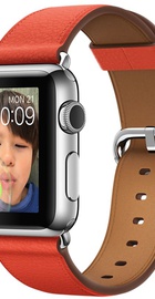 Apple Watch 38mm Stainless Steel Case with Red Classic Buckle (MMF82)