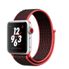 Apple Watch Nike+ 38mm Series 3 GPS + Cellular Silver Aluminum Case with Bright Crimson/Black Nike Sport Loop (MQM92)