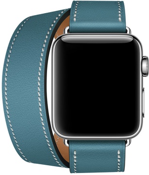 Apple Watch Hermes Barenia Leather Double Tour Regular 38mm/40mm/41mm/42mm Bleu Jean (MMNY2)