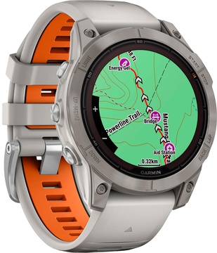 Garmin Fenix 7 Pro Sapphire Solar Titanium w. Fog Gray/Ember O. Band (010-02777-20/21)