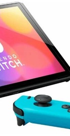 Nintendo Switch OLED with Neon Blue and Neon Red Joy-Con
