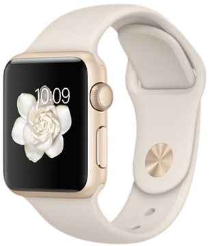 Apple Watch Sport 38mm Gold Aluminum Case Antique White Sport Band (MLCJ2) CPO