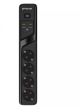 Proove Power Socket Black, 4 розетки, 2xUSB-C, 4xUSB, 2м (P-04)