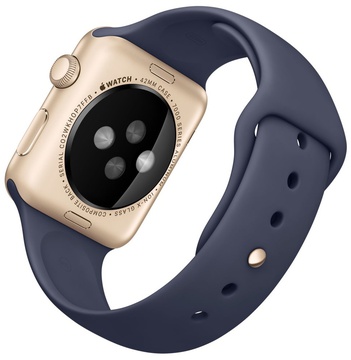 Apple Watch Sport 42mm Gold Aluminum Case with Midnight Blue Sport Band (MLC72)