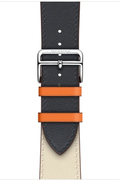 Apple Watch Hermes Series 4 GPS + Cellular 44mm Stainless Steel Case with Indigo/Craie/Orange Swift Leather Single Tour (MU6X2)