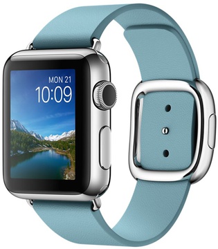 Apple Watch 38mm Stainless Steel Case with Blue Jay Modern Buckle (MMFA2)