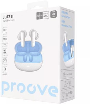 Proove Blitz II TWS with Hybrid ANC (APP) White-Blue