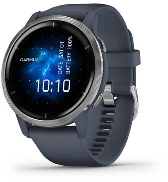 Garmin Venu 2 Silver Bezel with Granite Blue Case and Silicone Band (010-02430-10/00) (UA)