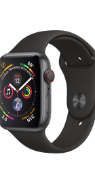 Apple Watch Series 4 GPS + Cellular 44mm Space Gray Aluminum Case with Black Sport Band (MTUW2, MTVU2)