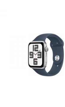 Apple Watch SE 2 GPS 44mm Silver Aluminium Case with Storm Blue Sport Band M/L (MREE3)