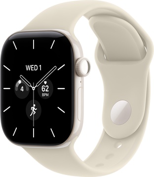 Apple Watch Series 12 GPS + Cellular 42mm Pearl White Ceramic Case with Sand Sport Band M/L (MJGX4)
