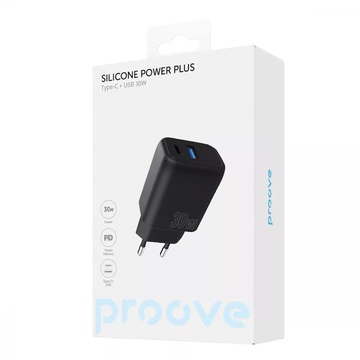 Proove Silicone Power Plus 30W (Type-C + USB) Black