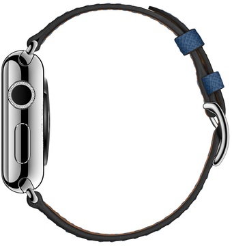 Apple Watch Hermes Leather Double Buckle Cuff 38mm/40mm/41mm/42mm Bleu Agate Epsom (MNHU2)