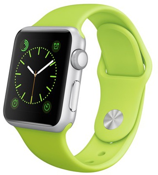 Apple Watch Sport 38mm Silver Aluminum Case with Green Sport Band (MJ2U2)