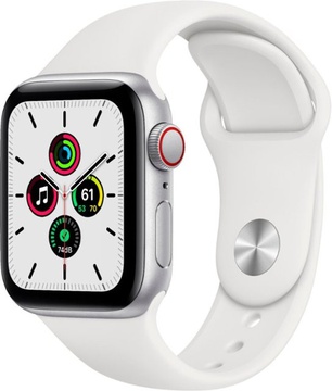 Apple Watch SE GPS + Cellular 40mm Silver Aluminum Case with White Sport Band (MYE82, MYEF2)