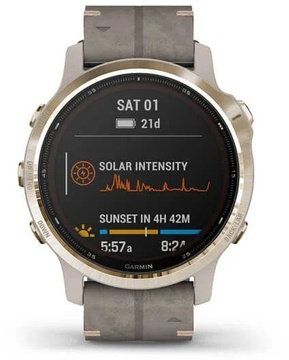 Garmin Fenix 6S Pro Solar Edition Light gold with shale grey suede band (010-02409-26)