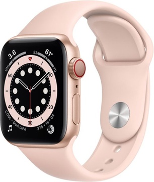 Apple Watch Series 6 GPS + Cellular 40mm Gold Aluminum Case with Pink Sand Sport Band (M02P3)