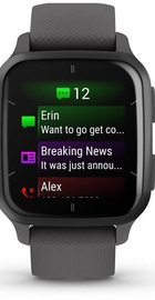 Garmin Venu Sq 2 Slate Aluminum Bezel with Shadow Gray Case and Silicone Band (010-02701-00/10)