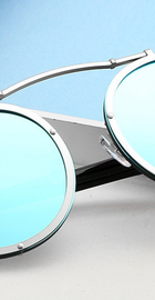 Classic Vintage Gothic Steampunk Silver Frame/Silver Glasses